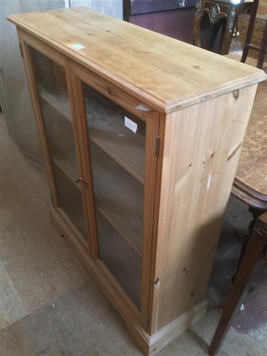 Pine glazed dwarf bookcase